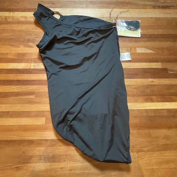 Michael Michael Kors Embellished One-Shoulder One-Piece Swimsuit Black Size 4 - Picture 2 of 12